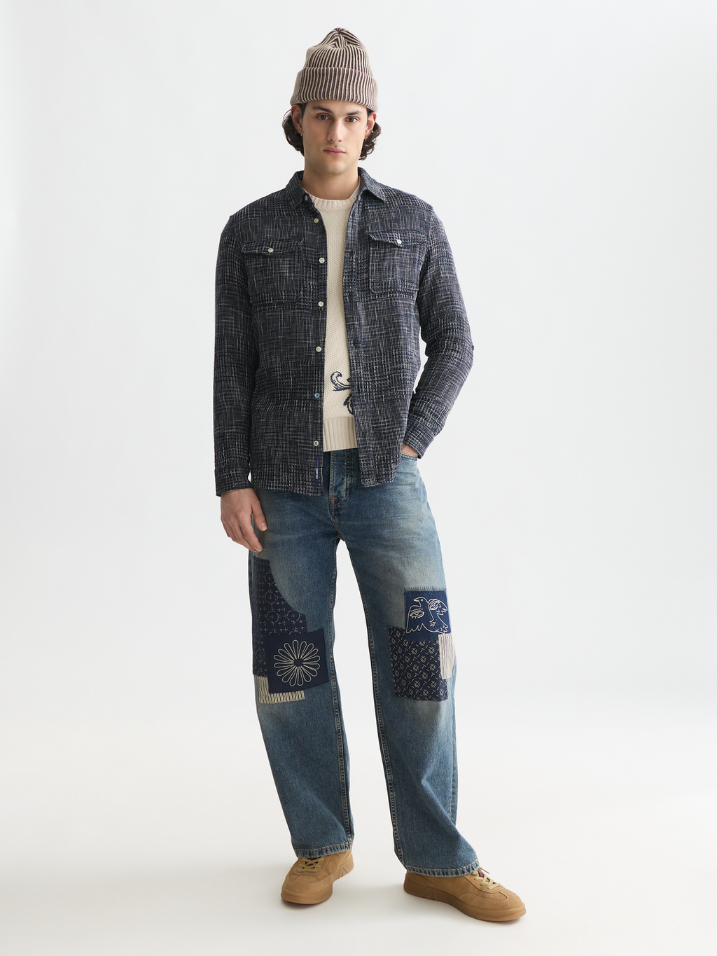 Melange waffle shirt