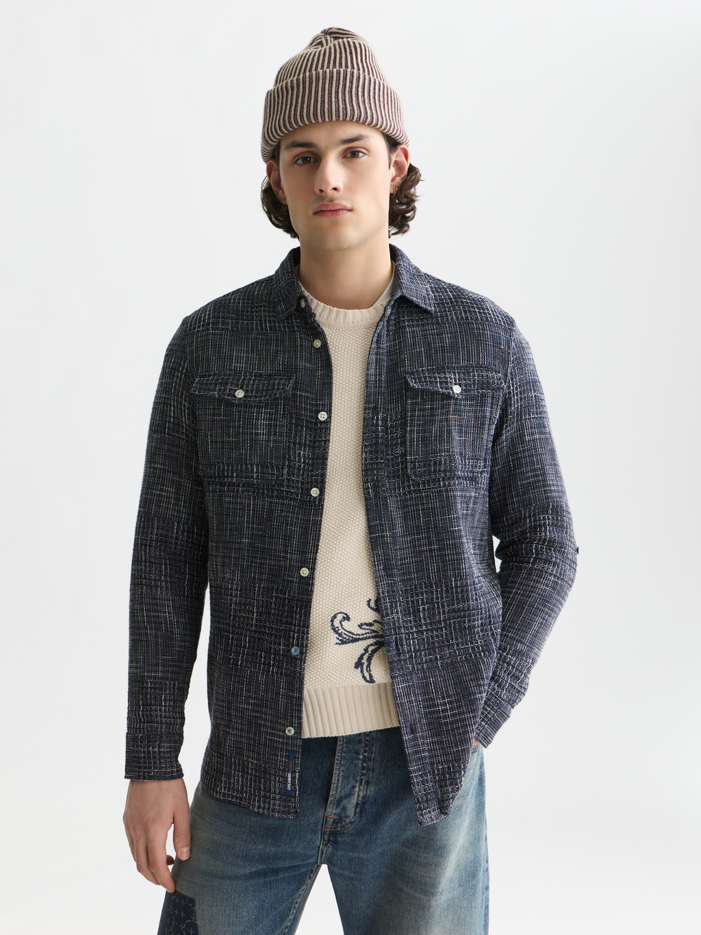 Melange waffle shirt