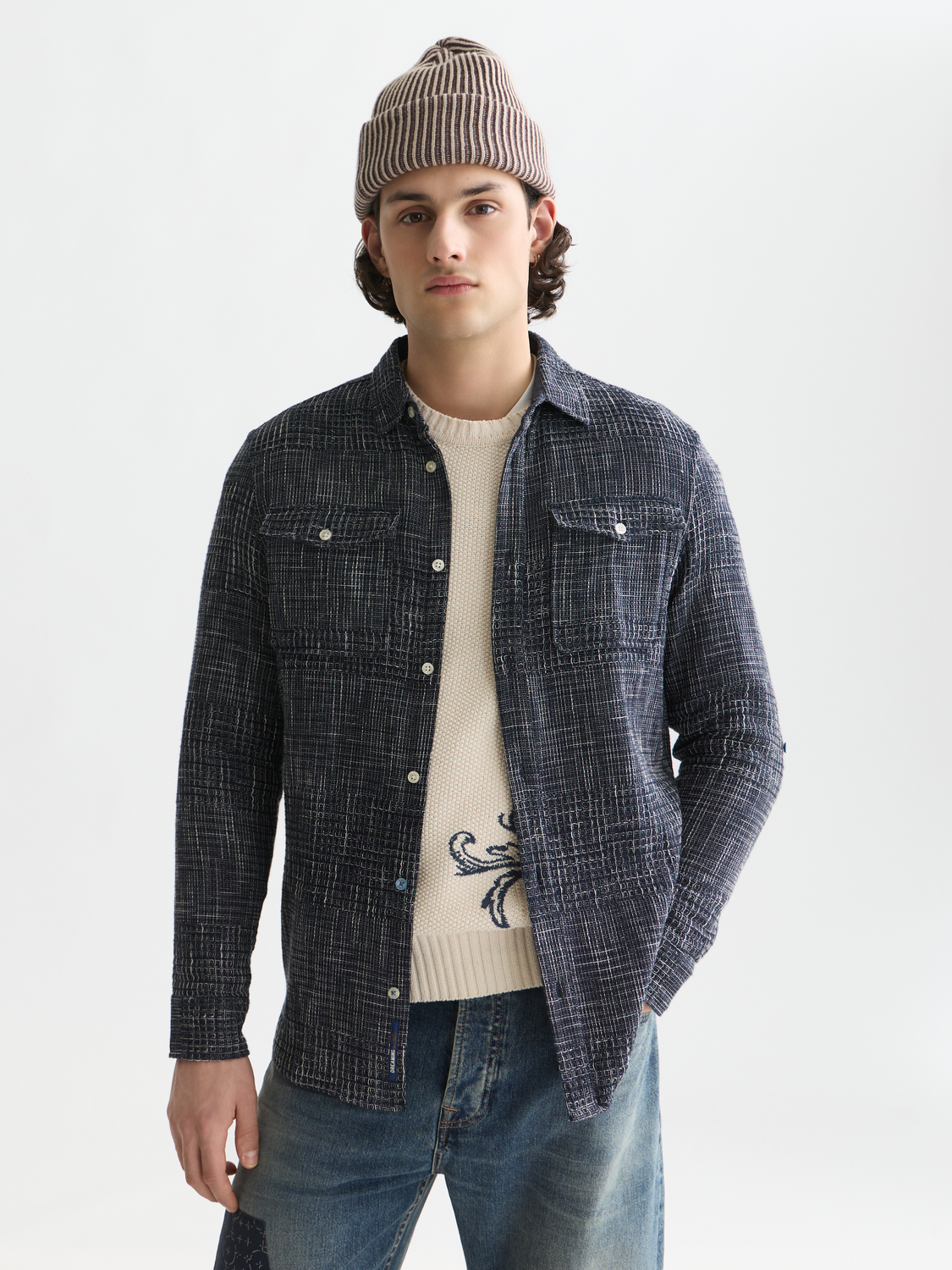 Melange waffle shirt