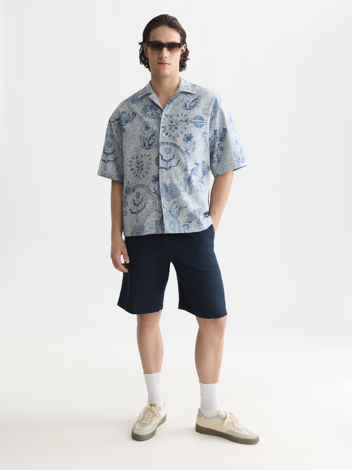 Scotch & Soda x Royal Delft Jacquard Loose Short-Sleeved Shirt