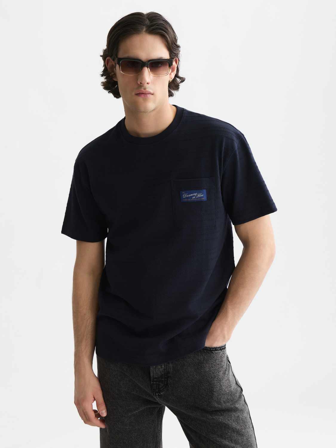 Textured jacquard relaxed T-shirt
