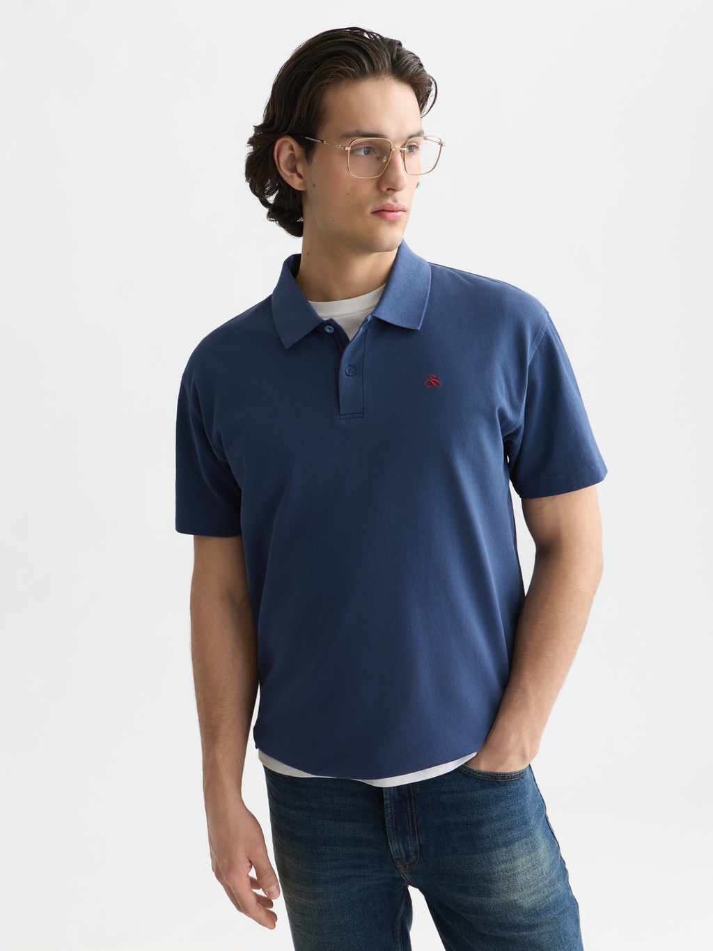 Pique garment dyed relaxed polo