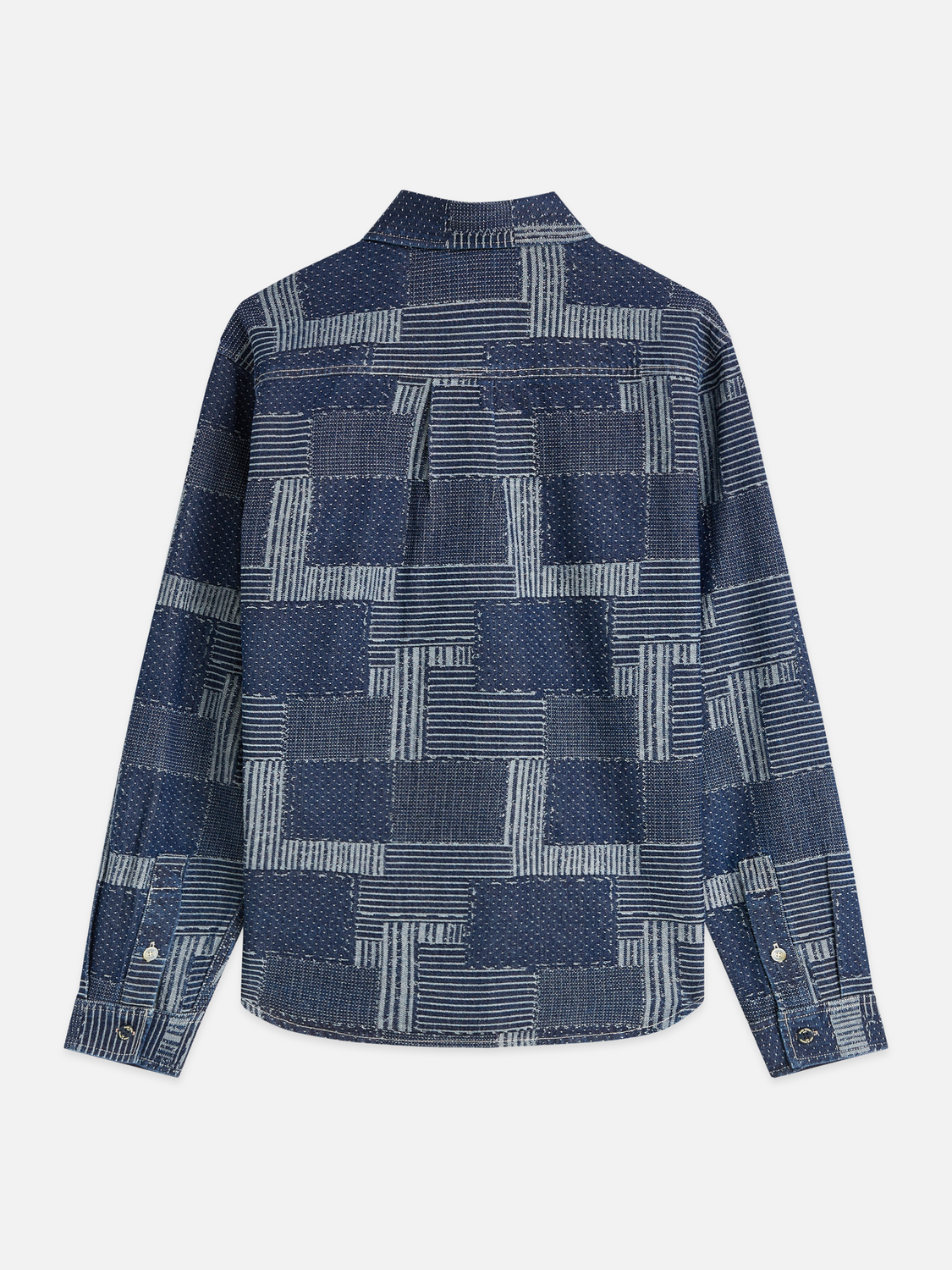 Denim patchwork relaxed overshirt