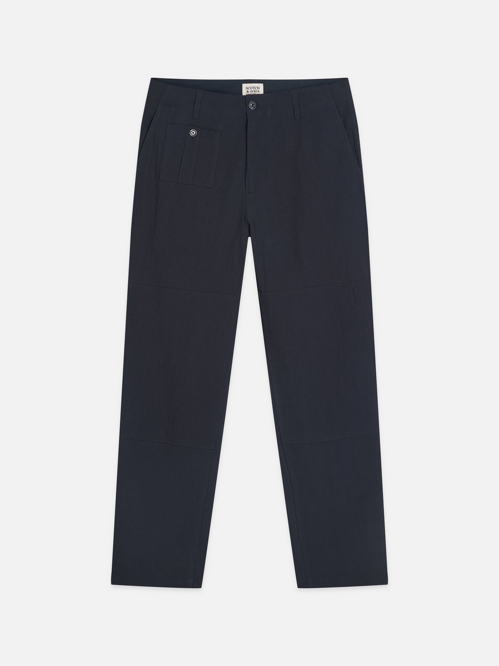 Crinkled cotton-blend relaxed straight chino