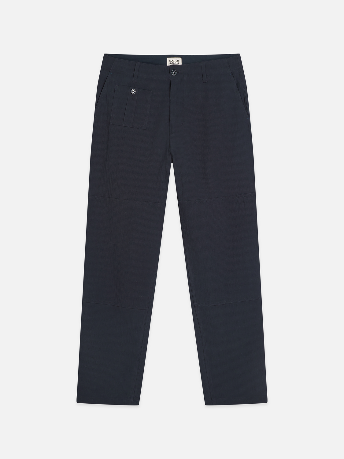 Crinkled cotton-blend relaxed straight chino