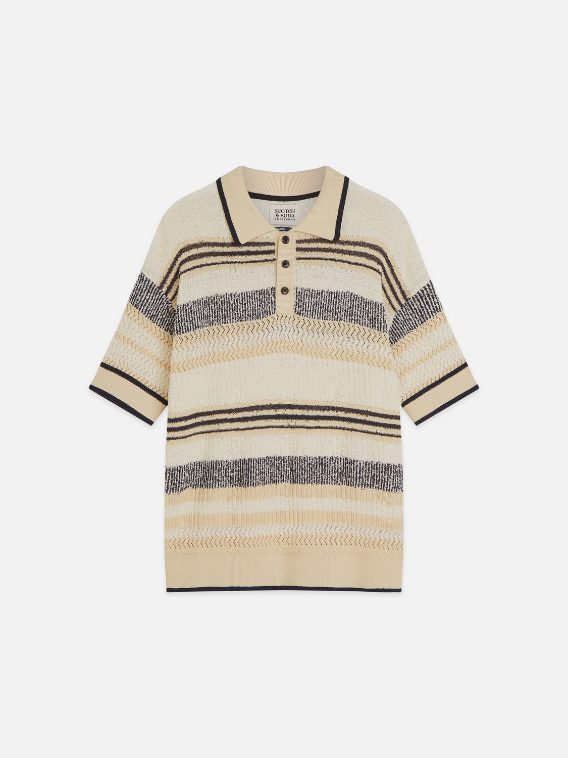 Structured dropped shoulder knitted polo