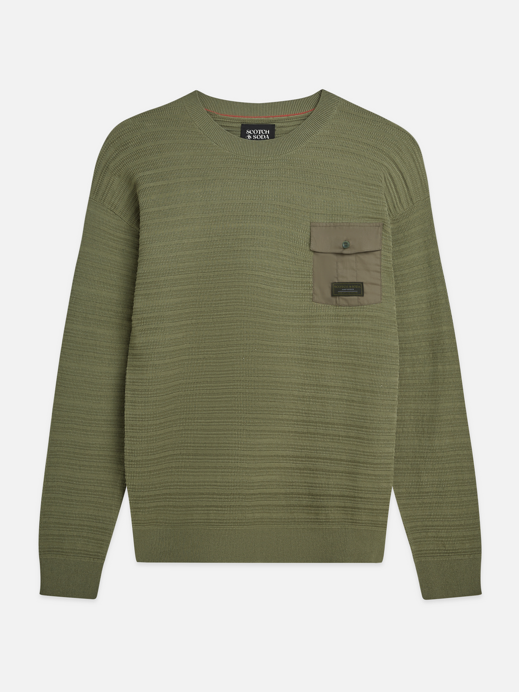 Structured chest pocket relaxed pullover