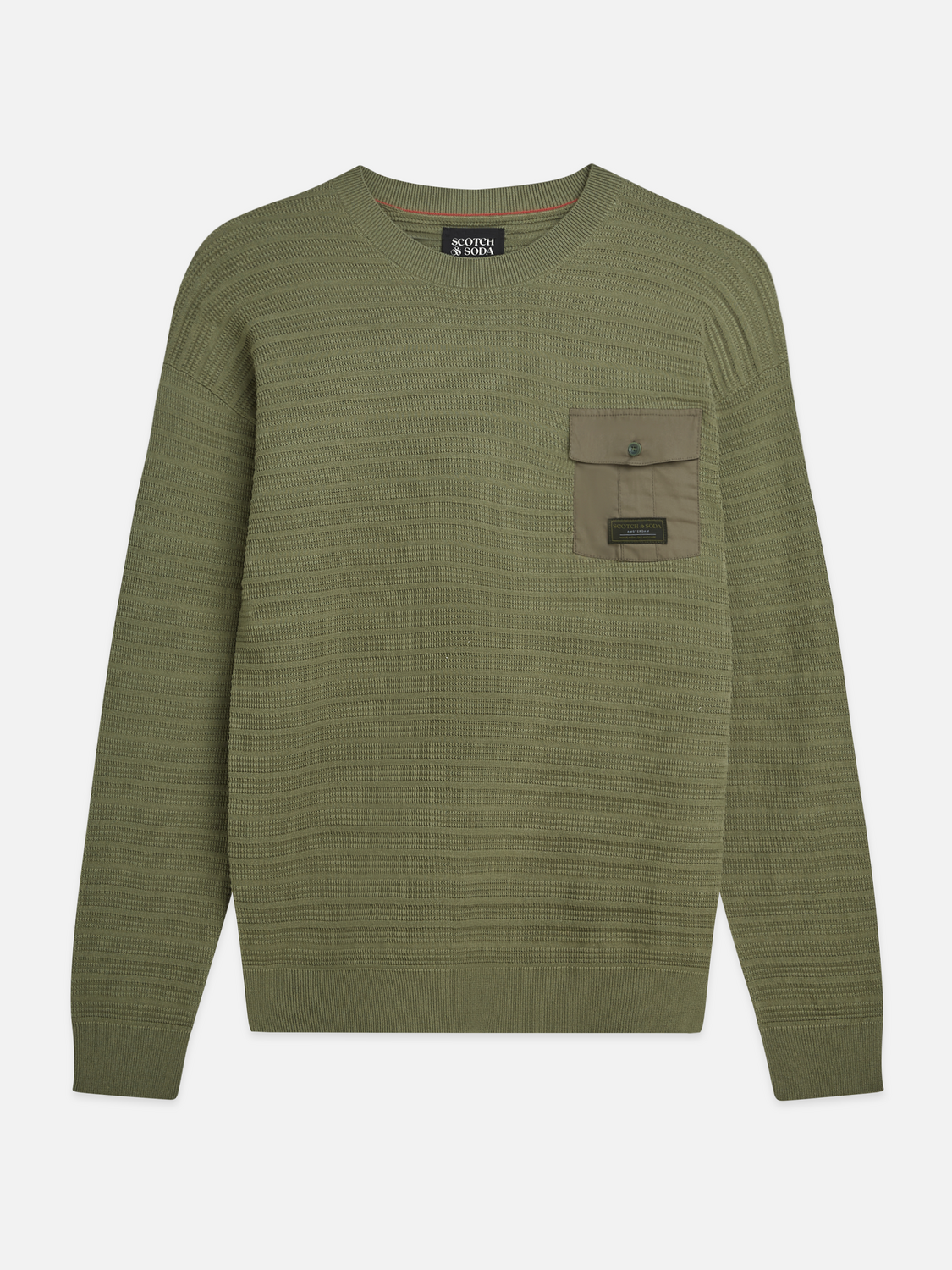 Structured chest pocket relaxed pullover