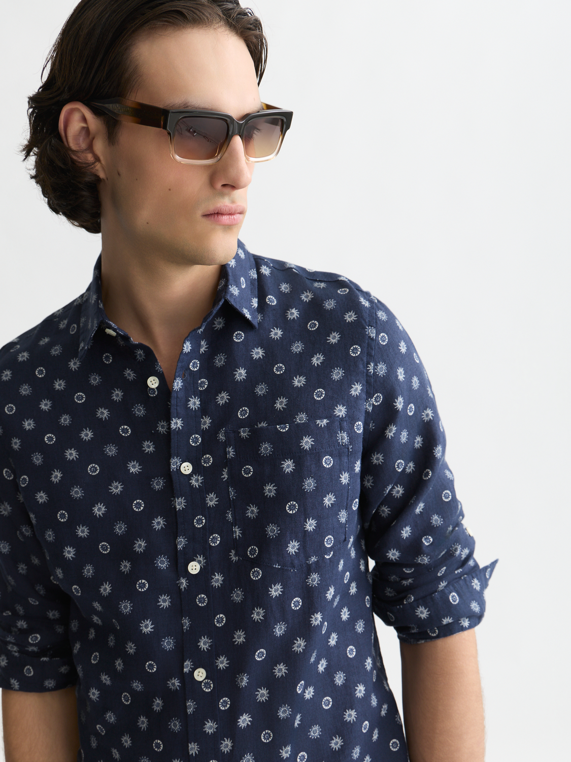 Printed linen shirt
