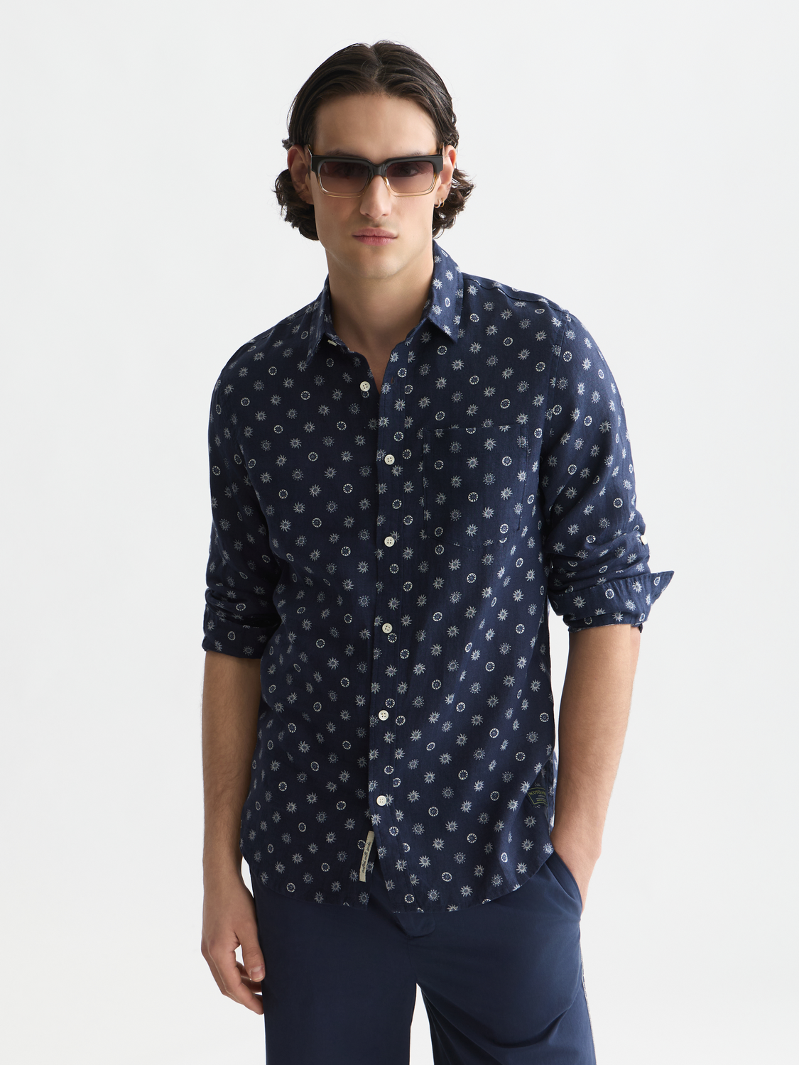 Printed linen shirt