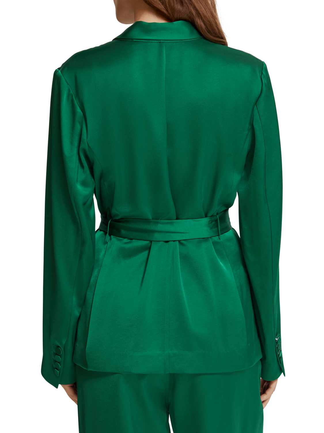 BELTED SATIN SINGLE BREASTED BLAZER