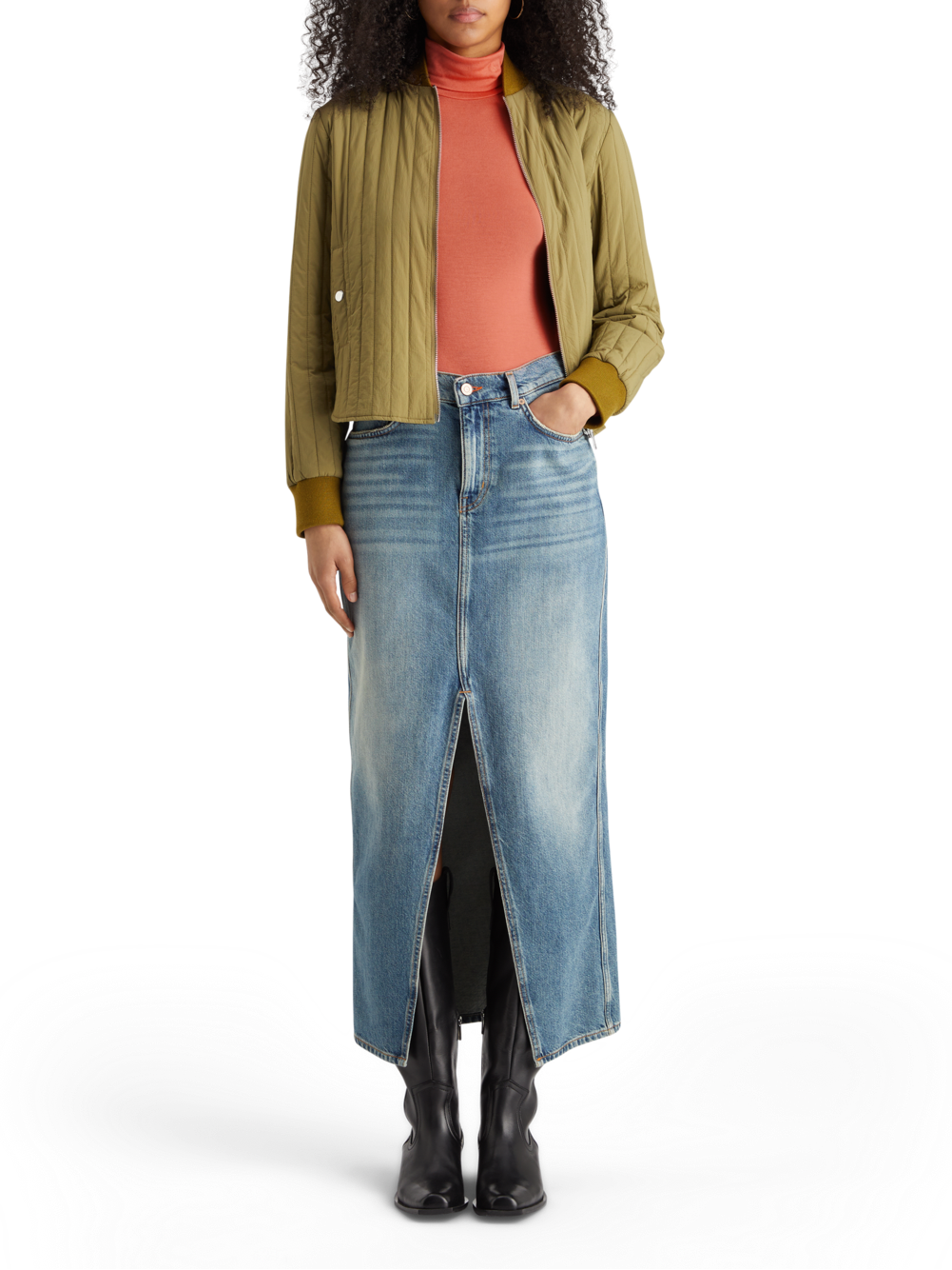 ROLL UP NECK LONG SLEEVE T-SHIRT