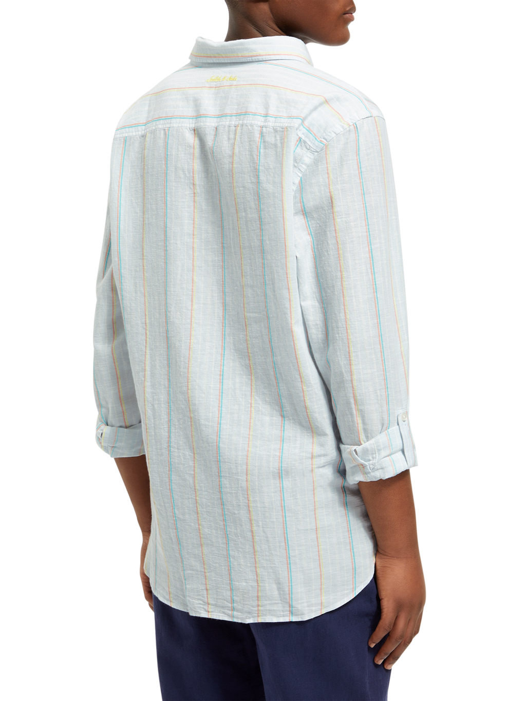 REGULAR FIT YARN-DYED STRIPE COTTON LINEN SHIRT