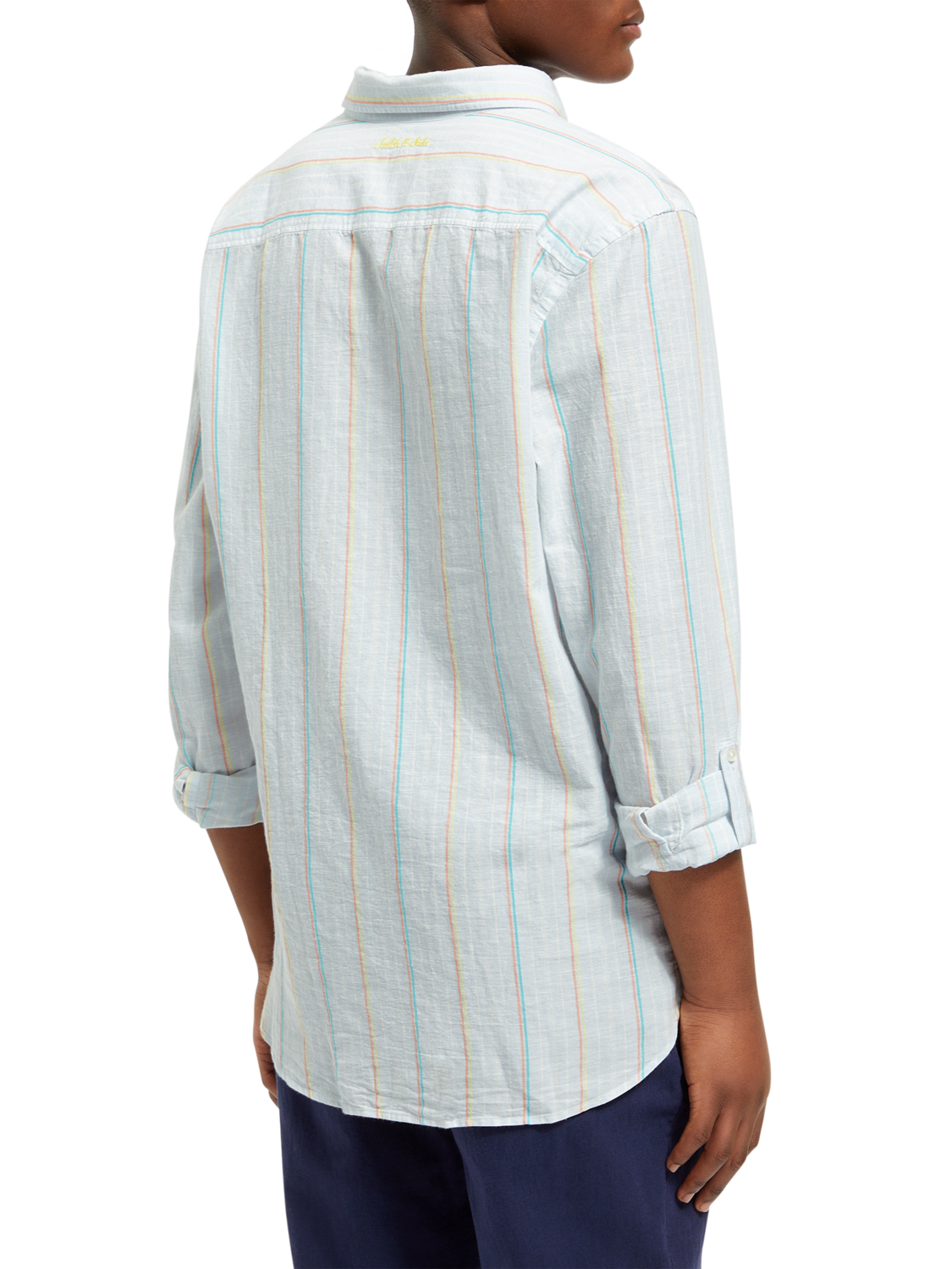 REGULAR FIT YARN-DYED STRIPE COTTON LINEN SHIRT