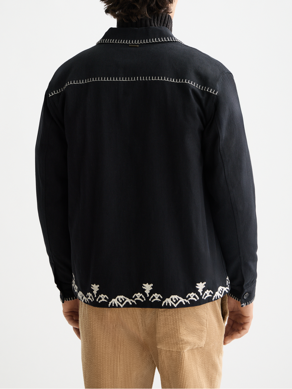 Embroidered cotton-blend worker jacket