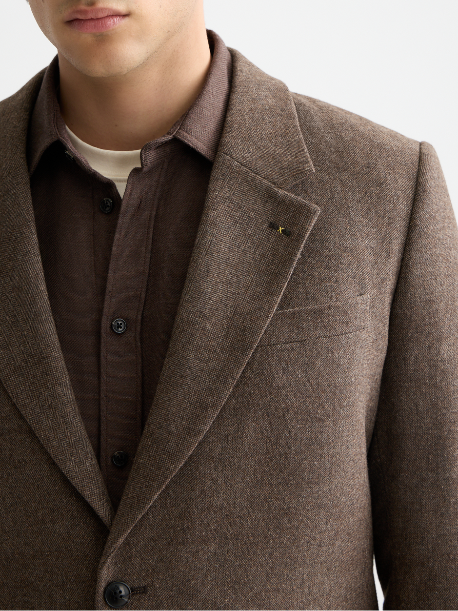 Yarn-dyed wool blend relaxed blazer