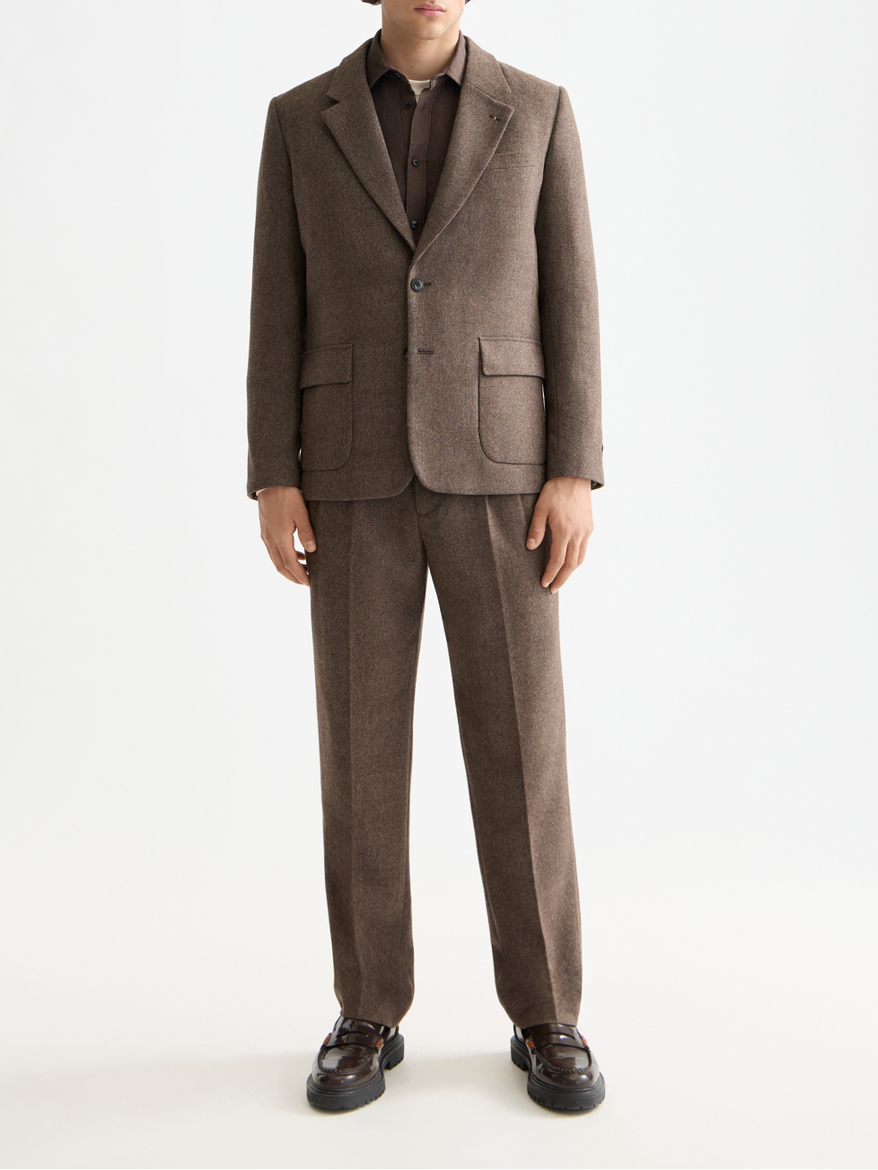 Yarn-dyed wool blend relaxed blazer