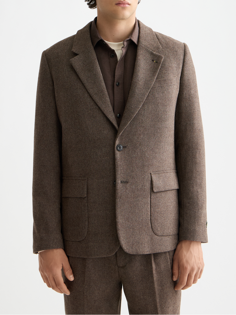 Yarn-dyed wool blend relaxed blazer