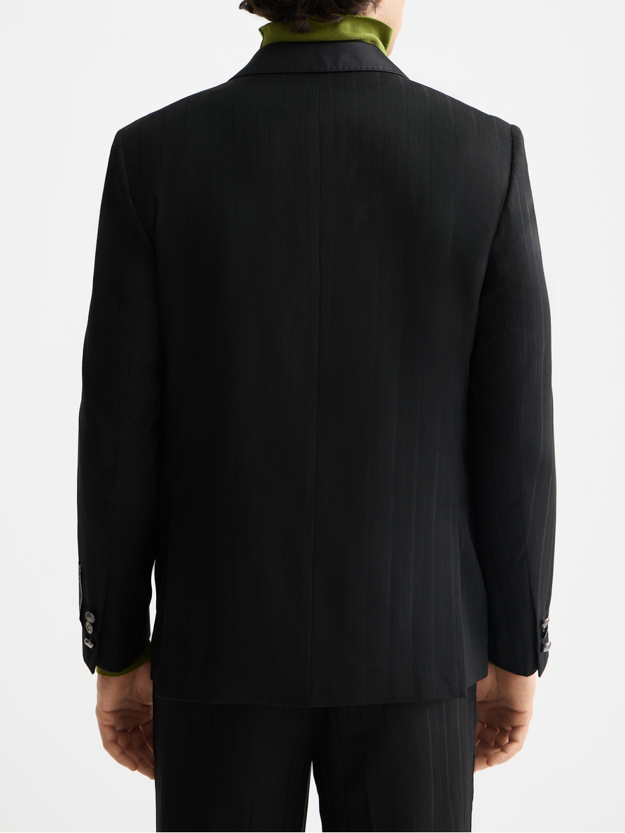Festive double-breasted stripe relaxed blazer