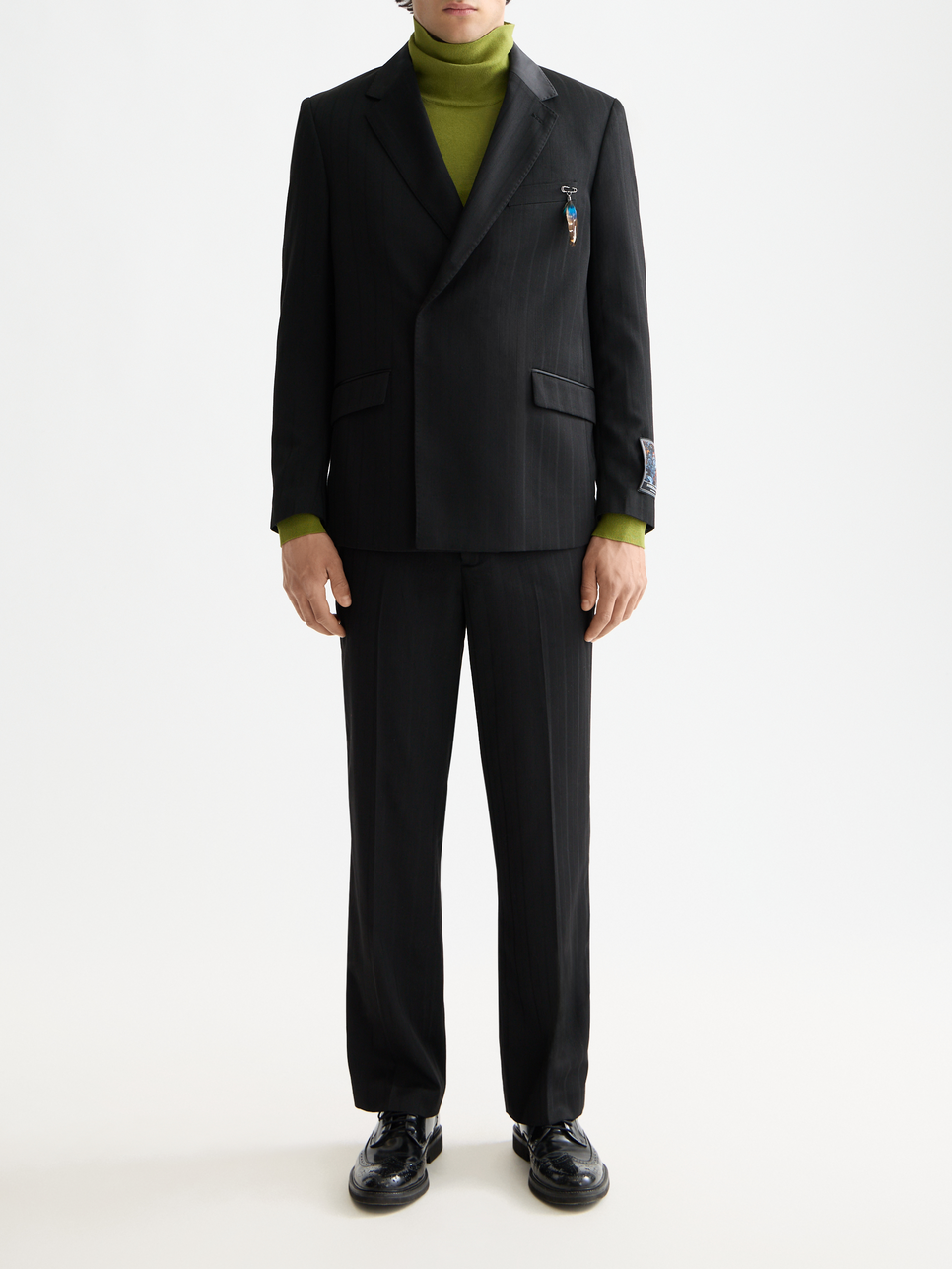 Festive double-breasted stripe relaxed blazer