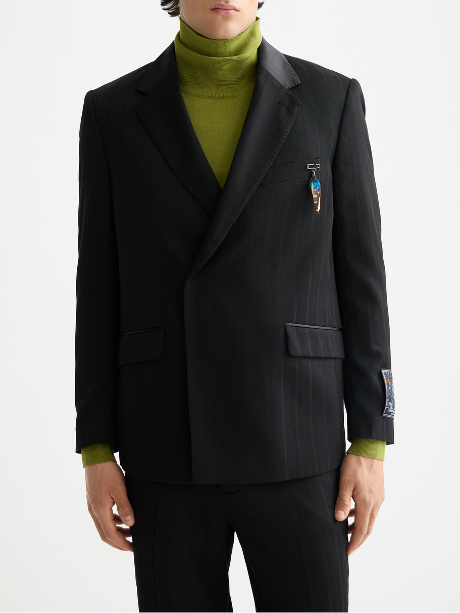 Festive double-breasted stripe relaxed blazer