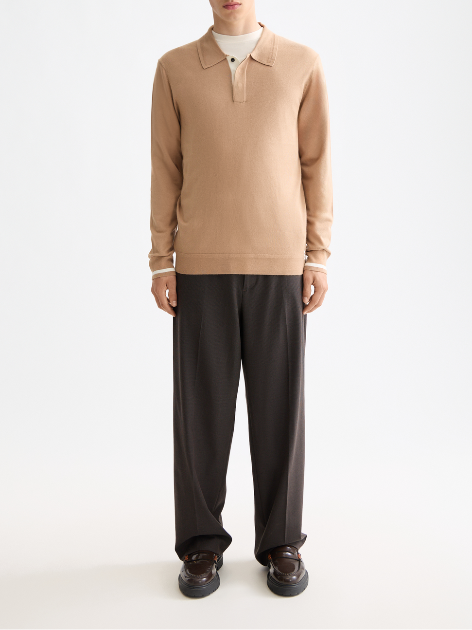 Yarn-dyed cool wool-blend baggy fit chino