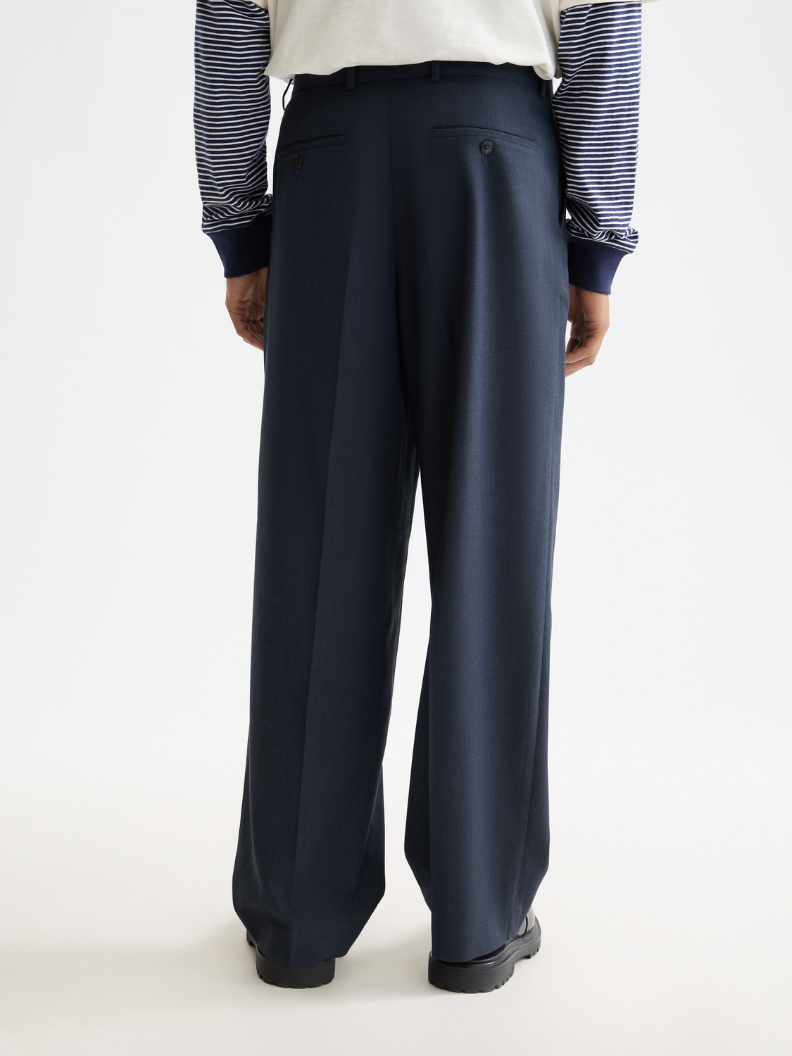 Yarn-dyed cool wool-blend baggy fit chino