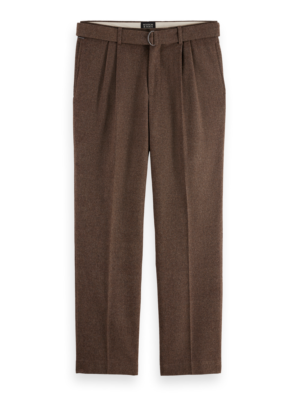 Yarn-dyed wool blend relaxed straight pleated chino