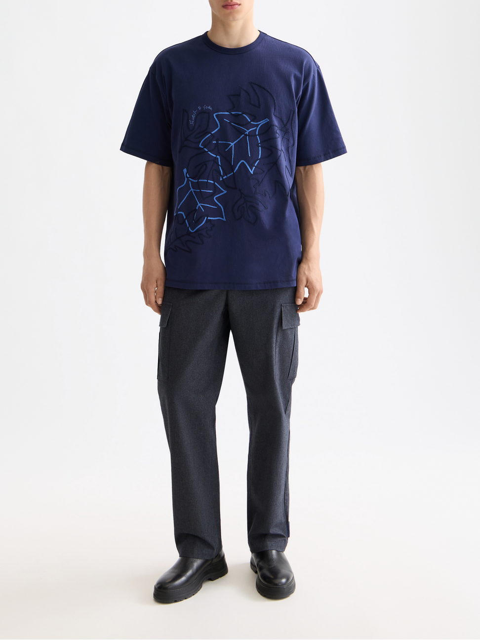 Melange cotton-blend relaxed straight cargo