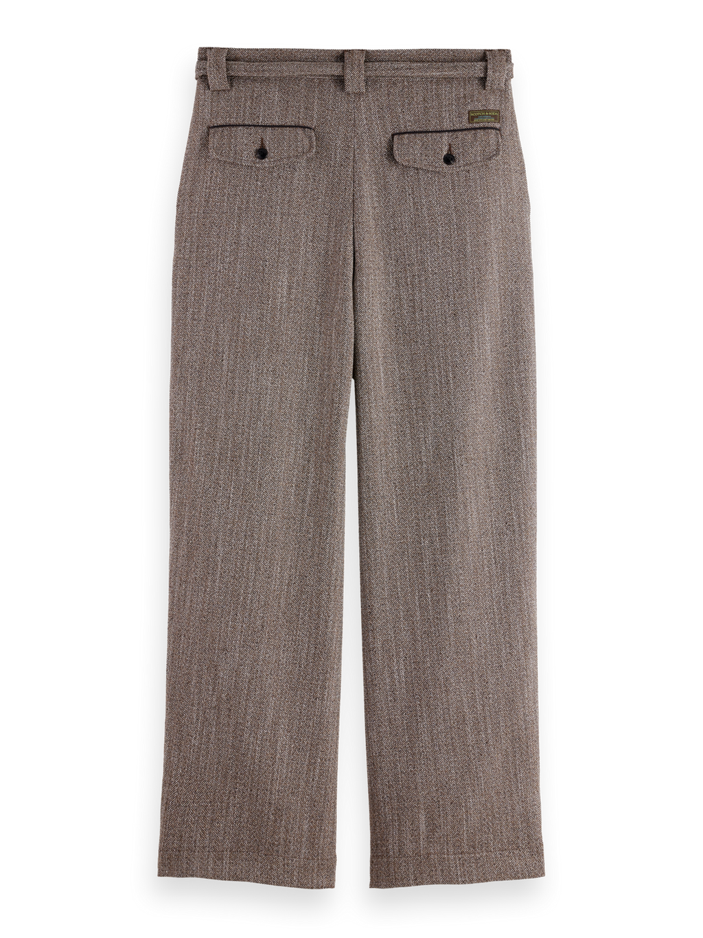 Herringbone yarn-dyed pleated baggy chino