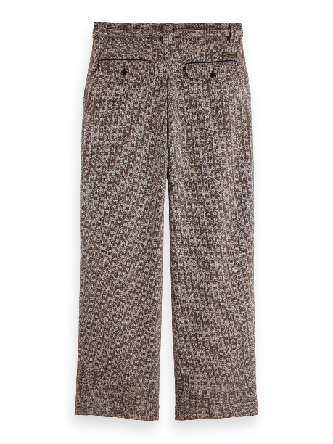 Herringbone yarn-dyed pleated baggy chino
