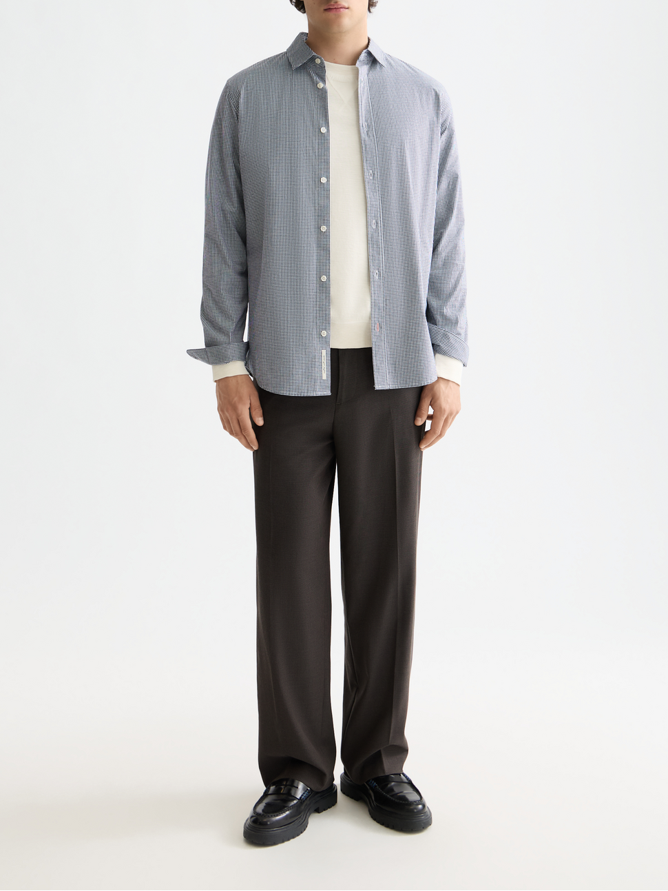 Micro-check poplin shirt