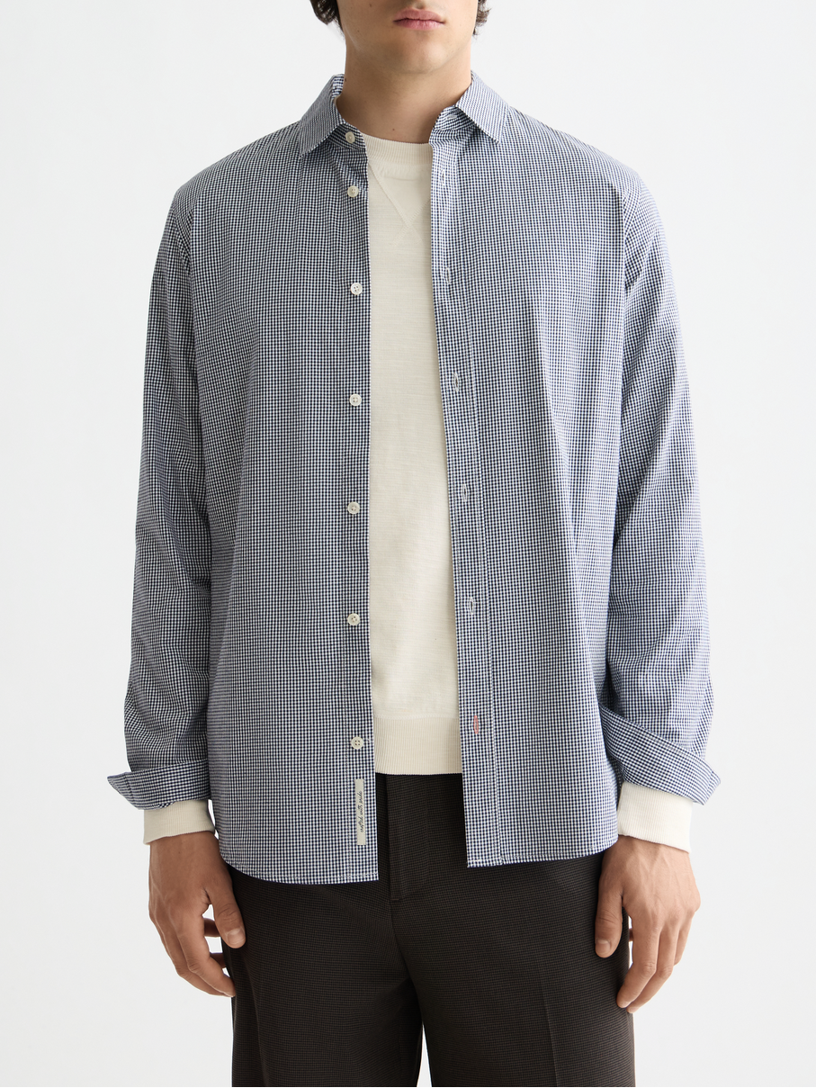 Micro-check poplin shirt