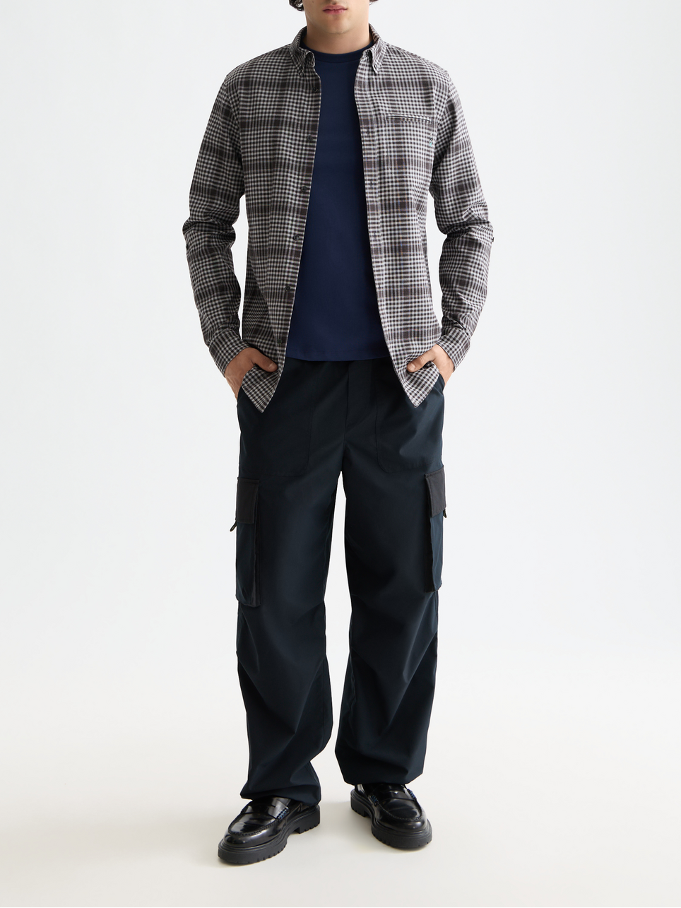 Shadow-check double-faced shirt