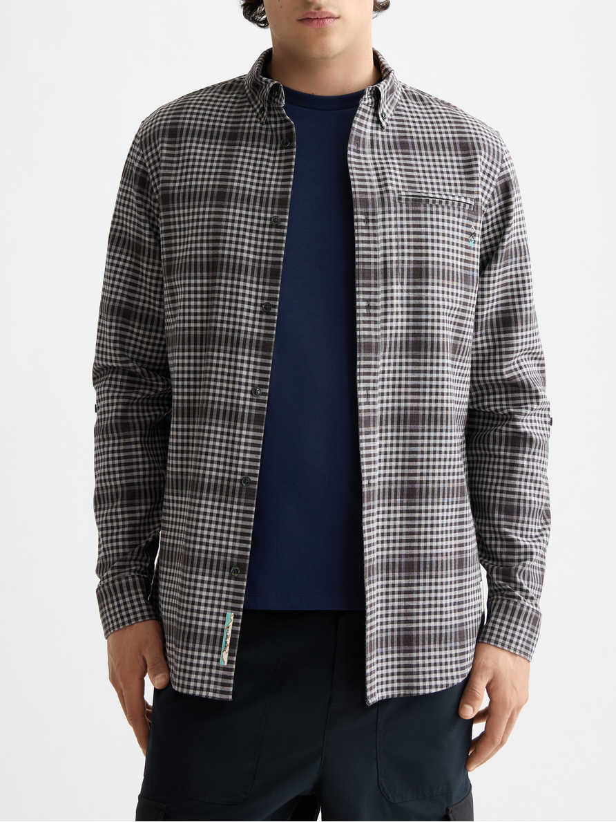 Shadow-check double-faced shirt