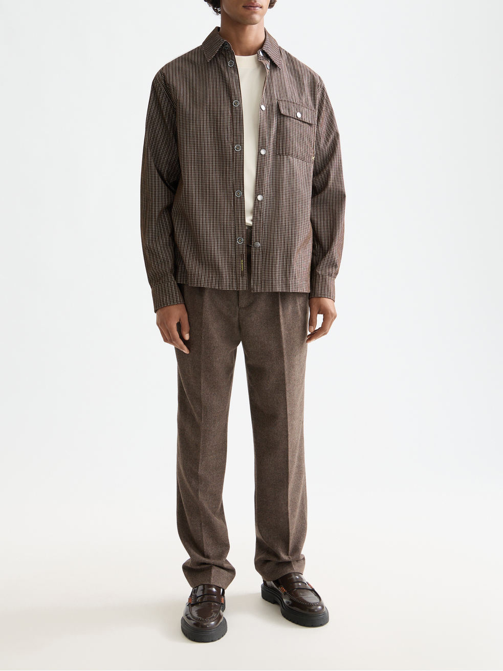 Micro-check structured shirt