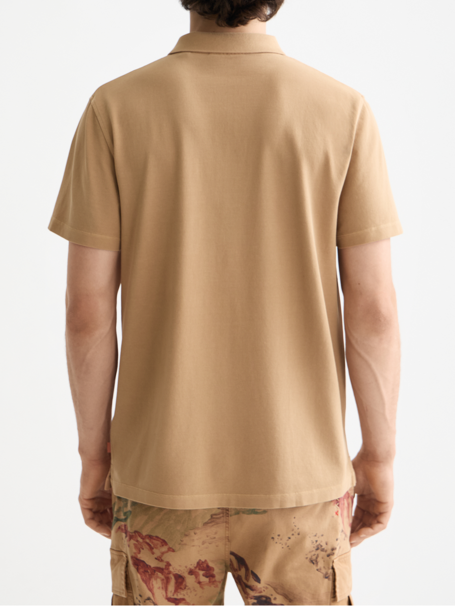 Garment-dyed pique relaxed fit pocket polo