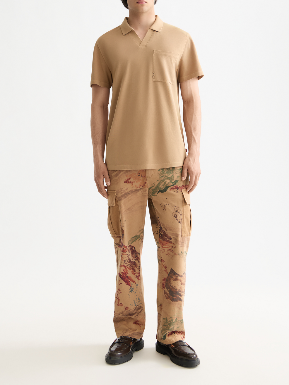 Garment-dyed pique relaxed fit pocket polo