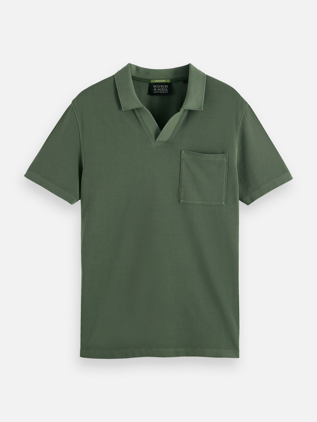 Garment-dyed pique relaxed fit pocket polo
