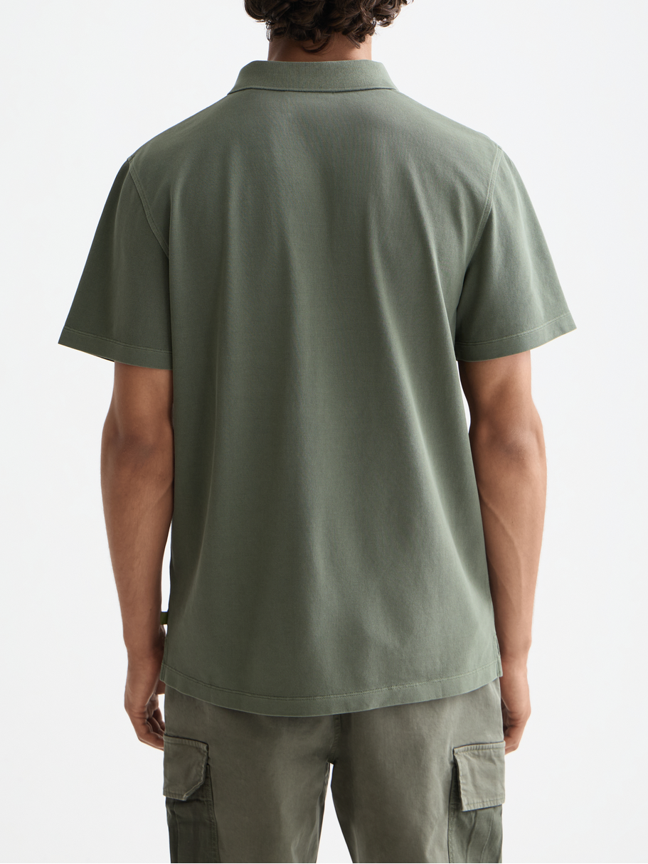 Garment-dyed pique relaxed fit pocket polo