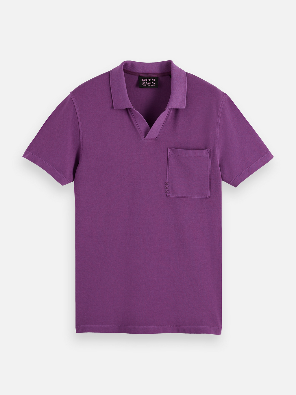 Garment-dyed pique relaxed fit pocket polo