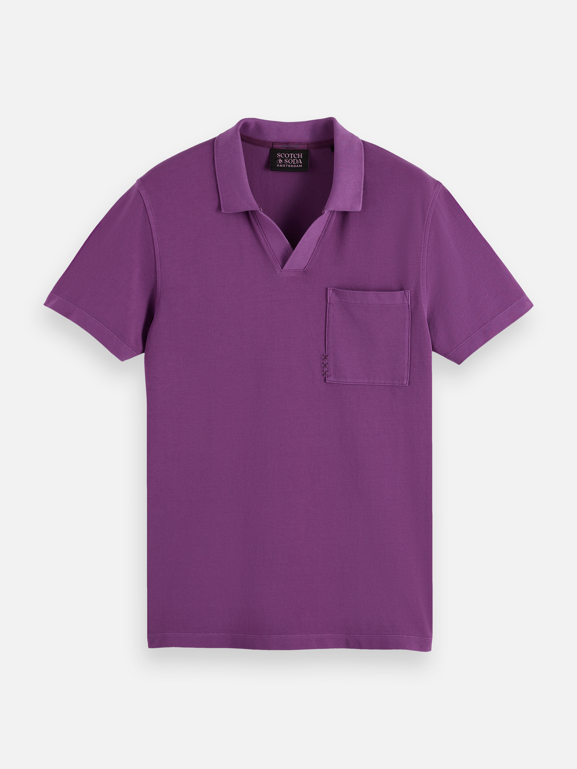 Garment-dyed pique relaxed fit pocket polo