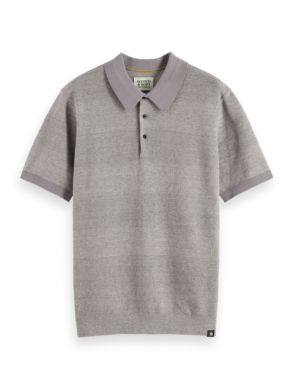 Knitted tonal striped polo