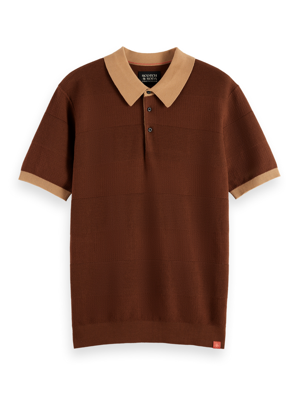 Knitted tonal striped polo