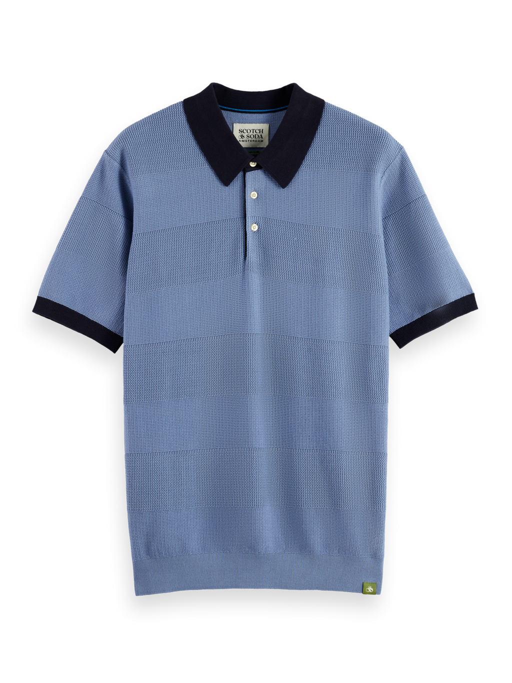 Knitted tonal striped polo