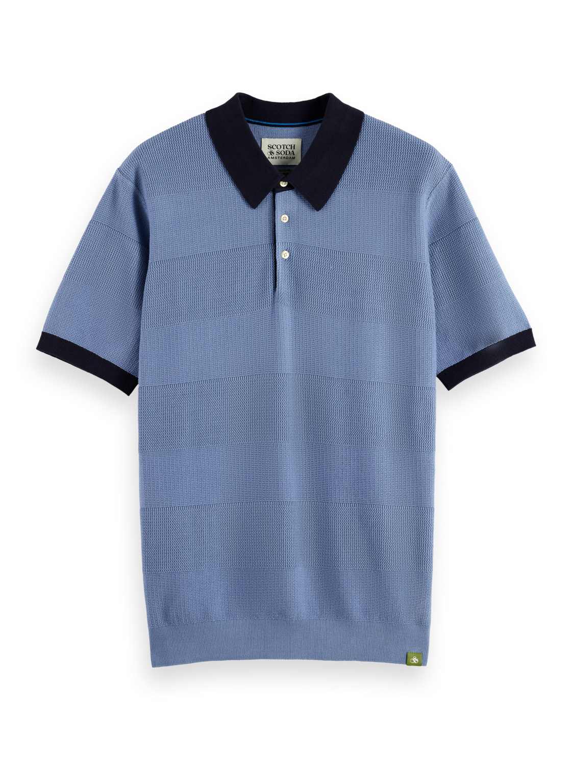 Knitted tonal striped polo