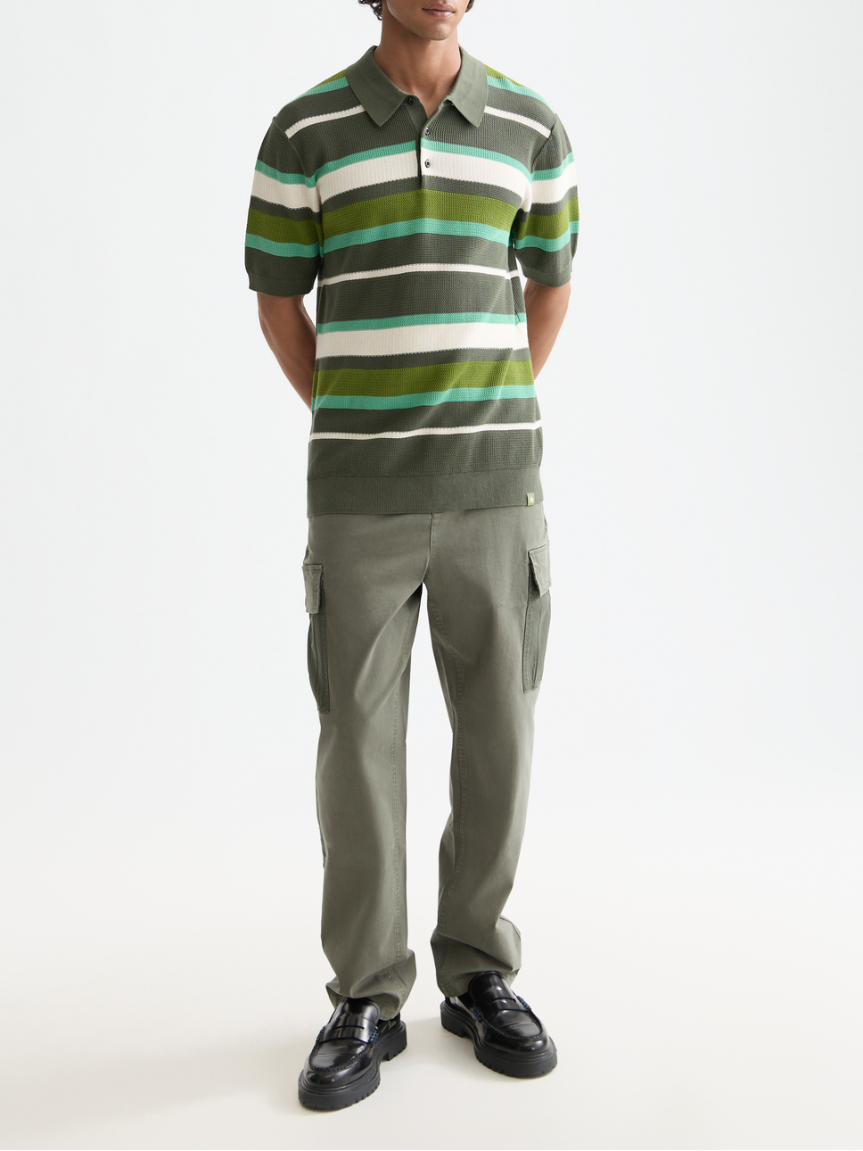 Knitted striped regular polo