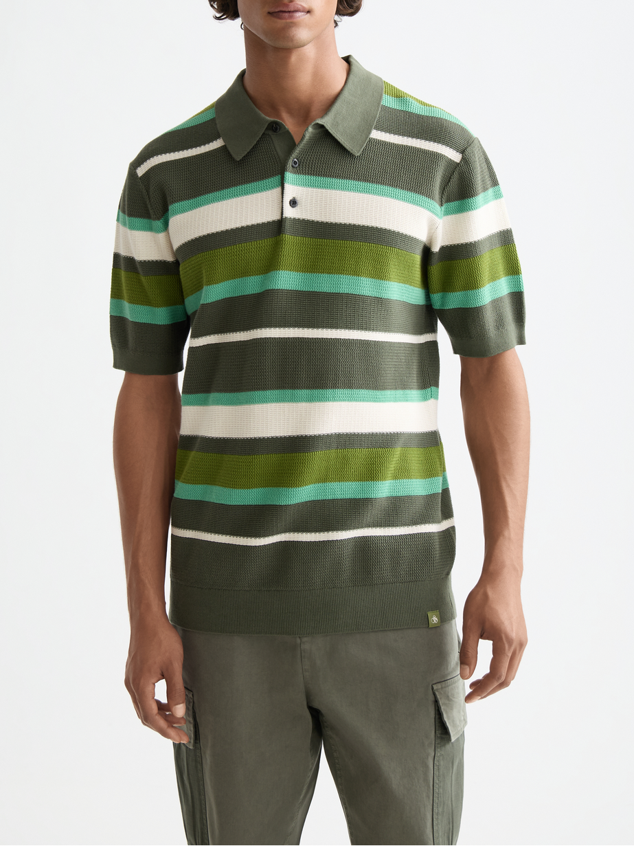 Knitted striped regular polo