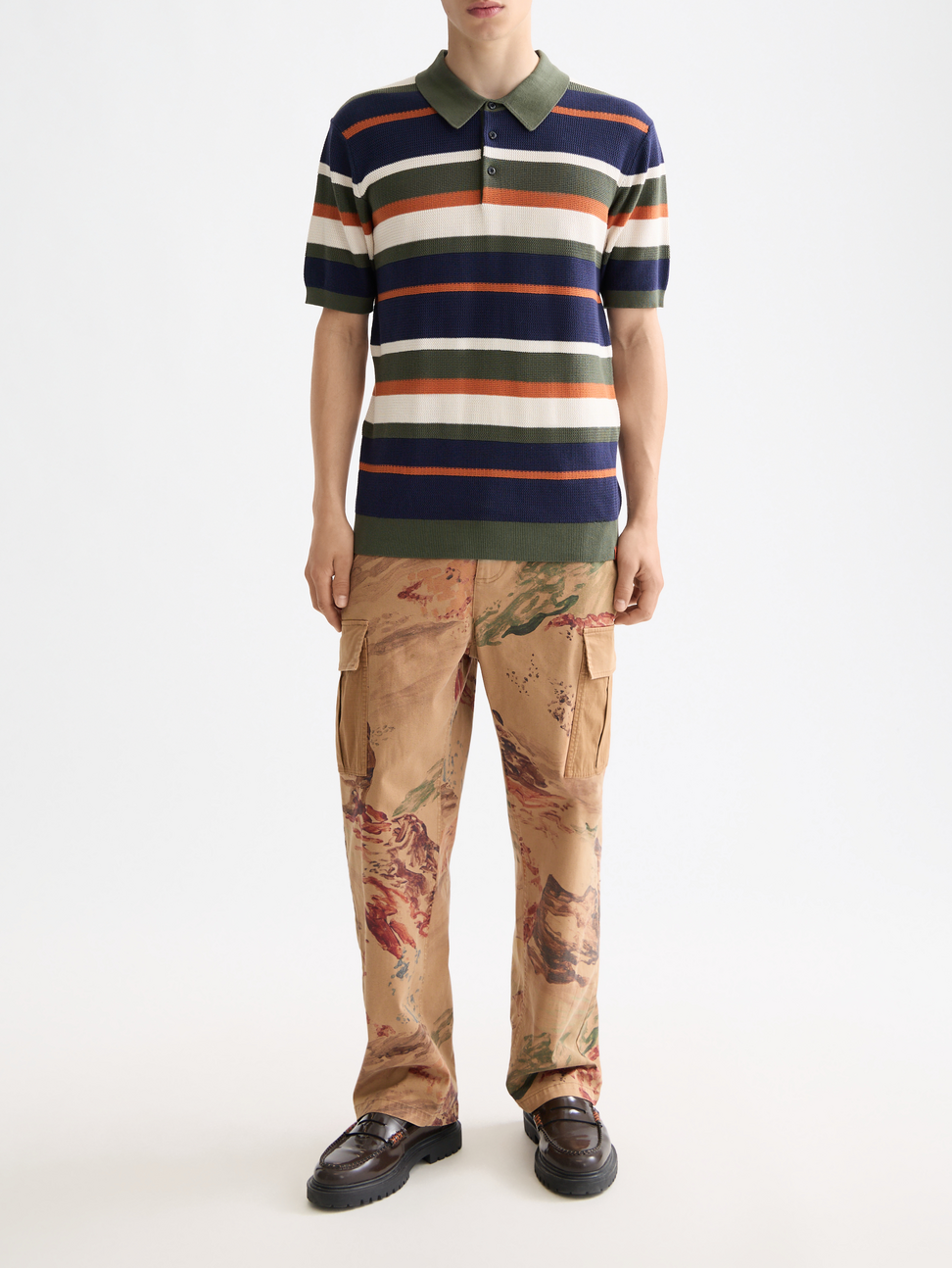 Knitted striped regular polo