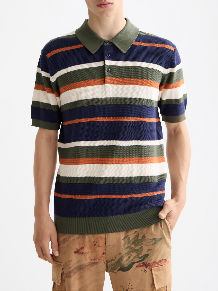 Knitted striped regular polo